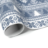 Christmas Navy Blue Holiday Strick Ugly Sweater Geschenkpapier (Rolleneckpunkt)