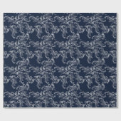 Christmas Navy Bow Velvet Pattern Geschenkpapier (Flach)