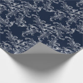 Christmas Navy Bow Velvet Pattern Geschenkpapier (Ecke)