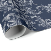 Christmas Navy Bow Velvet Pattern Geschenkpapier (Rolleneckpunkt)