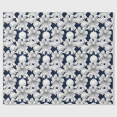 Christmas Navy Bow Velvet Pattern Geschenkpapier (Flach)