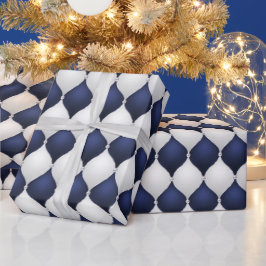 Christmas Navy Bow Velvet Pattern Geschenkpapier