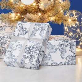 Christmas Navy Bow Velvet Pattern Geschenkpapier
