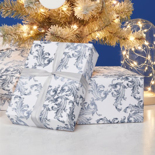 Christmas Navy Bow Velvet Pattern Geschenkpapier (Feiertage)