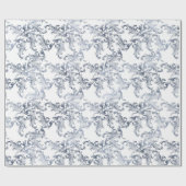 Christmas Navy Bow Velvet Pattern Geschenkpapier (Flach)