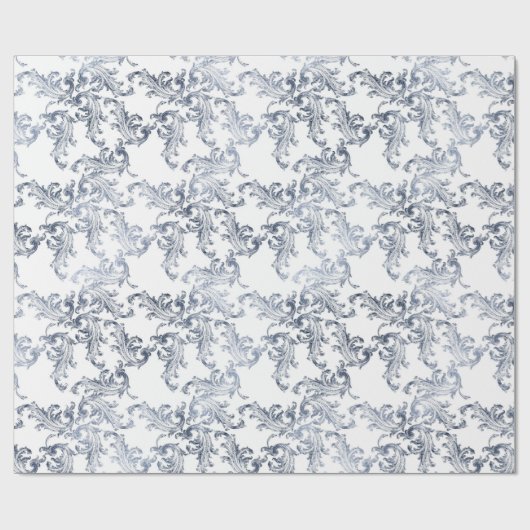 Christmas Navy Bow Velvet Pattern Geschenkpapier (Flach)