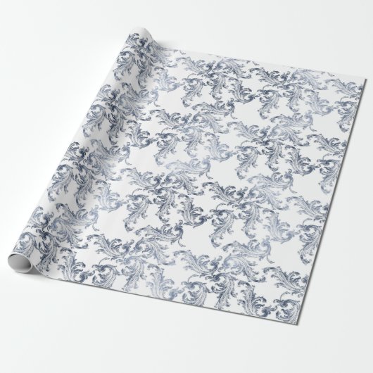 Christmas Navy Bow Velvet Pattern Geschenkpapier (Ungerollt)