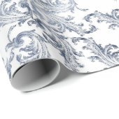 Christmas Navy Bow Velvet Pattern Geschenkpapier (Rolleneckpunkt)