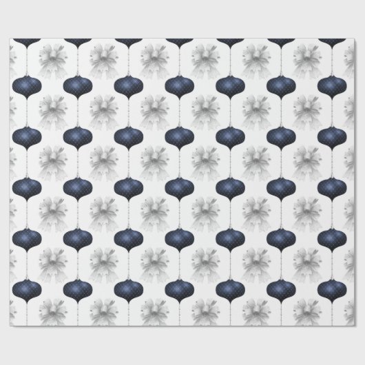 Christmas Navy Bow Velvet Pattern Geschenkpapier (Flach)