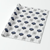 Christmas Navy Bow Velvet Pattern Geschenkpapier (Ungerollt)