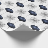 Christmas Navy Bow Velvet Pattern Geschenkpapier (Ecke)