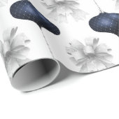 Christmas Navy Bow Velvet Pattern Geschenkpapier (Rolleneckpunkt)