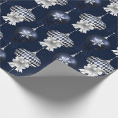 Christmas Navy Bow Velvet Pattern Geschenkpapier (Ecke)