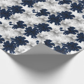 Christmas Navy Bow Velvet Pattern Geschenkpapier (Ecke)