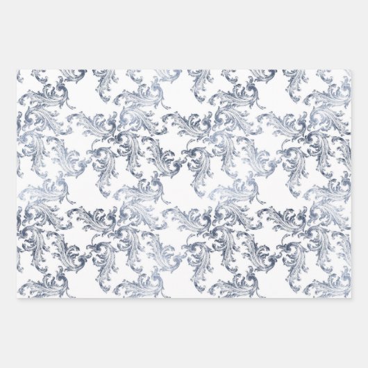 Christmas Navy Bow Velvet Pattern Geschenkpapier Set (Vorderseite 2)