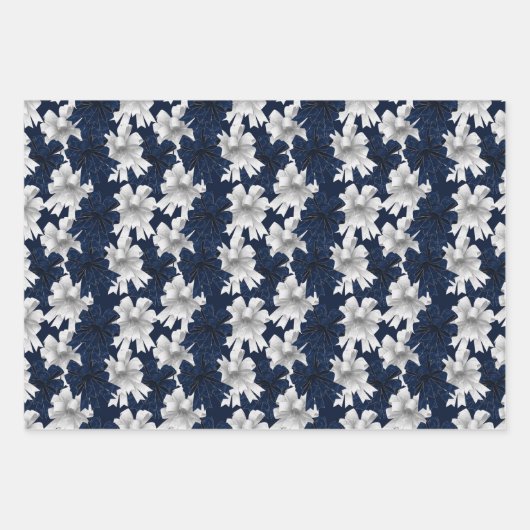 Christmas Navy Bow Velvet Pattern Geschenkpapier Set (Vorderseite 2)