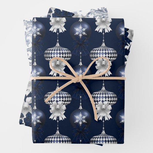 Christmas Navy Bow Velvet Pattern Geschenkpapier Set (Beispiel)
