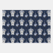 Christmas Navy Bow Velvet Pattern Geschenkpapier Set (Vorderseite)