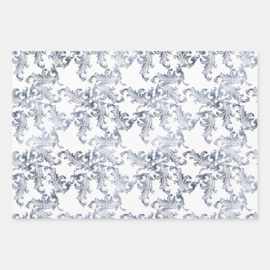 Christmas Navy Bow Velvet Pattern Geschenkpapier Set (Vorderseite 3)