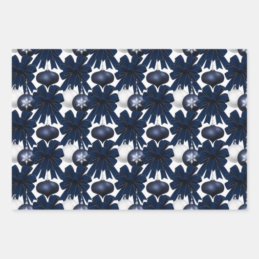 Christmas Navy Bow Velvet Pattern Geschenkpapier Set (Vorderseite 2)