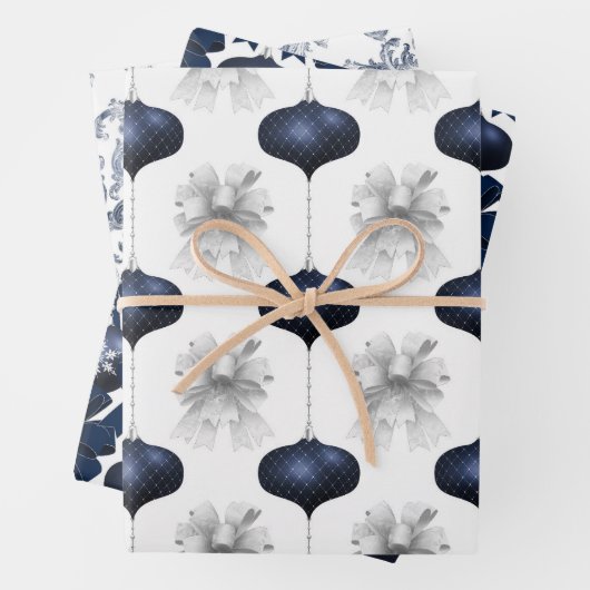 Christmas Navy Bow Velvet Pattern Geschenkpapier Set (Beispiel)