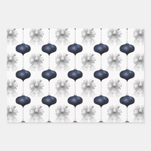 Christmas Navy Bow Velvet Pattern Geschenkpapier Set (Vorderseite)