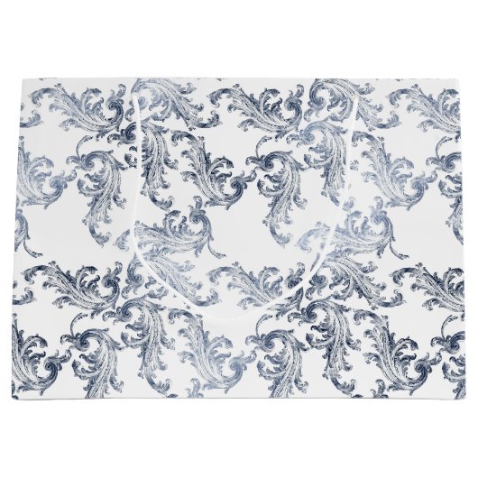 Christmas Navy Bow Velvet Pattern Große Geschenktüte (Vorderseite)