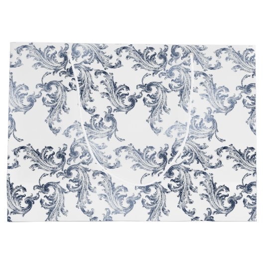 Christmas Navy Bow Velvet Pattern Große Geschenktüte (Rückseite)