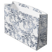 Christmas Navy Bow Velvet Pattern Große Geschenktüte (Rückseite Schrägansicht)