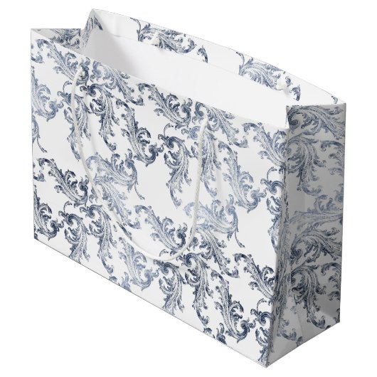 Christmas Navy Bow Velvet Pattern Große Geschenktüte (Rückseite Schrägansicht)