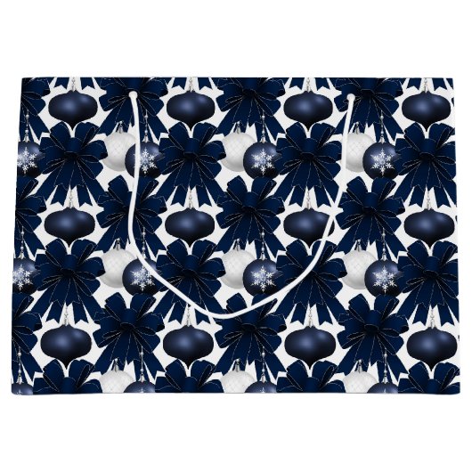 Christmas Navy Bow Velvet Pattern Große Geschenktüte (Vorderseite)