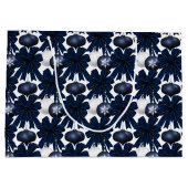 Christmas Navy Bow Velvet Pattern Große Geschenktüte (Rückseite)