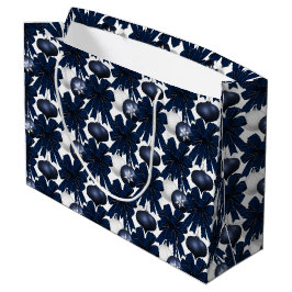 Christmas Navy Bow Velvet Pattern Große Geschenktüte