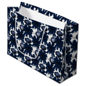 Christmas Navy Bow Velvet Pattern Große Geschenktüte (Vorderseite Schrägansicht)