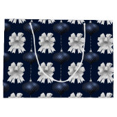 Christmas Navy Bow Velvet Pattern Große Geschenktüte (Rückseite)