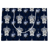 Christmas Navy Bow Velvet Pattern Große Geschenktüte (Vorderseite)
