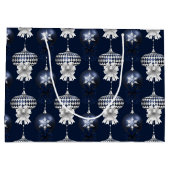 Christmas Navy Bow Velvet Pattern Große Geschenktüte (Rückseite)