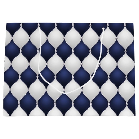 Christmas Navy Bow Velvet Pattern Große Geschenktüte (Vorderseite)