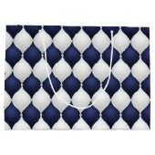 Christmas Navy Bow Velvet Pattern Große Geschenktüte (Rückseite)