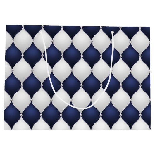 Christmas Navy Bow Velvet Pattern Große Geschenktüte (Rückseite)