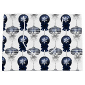Christmas Navy Bow Velvet Pattern Große Geschenktüte (Vorderseite)