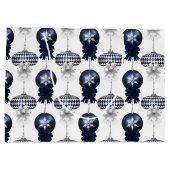 Christmas Navy Bow Velvet Pattern Große Geschenktüte (Rückseite)
