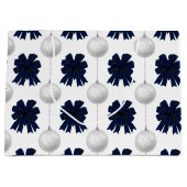 Christmas Navy Bow Velvet Pattern Große Geschenktüte (Vorderseite)
