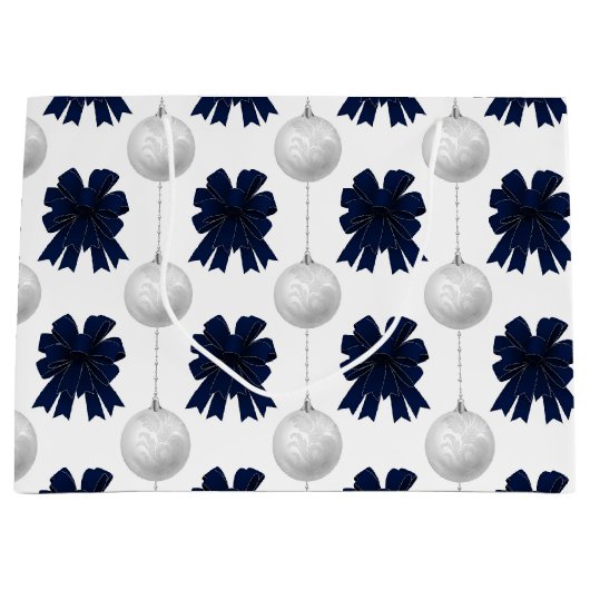 Christmas Navy Bow Velvet Pattern Große Geschenktüte (Vorderseite)