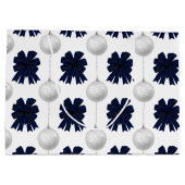 Christmas Navy Bow Velvet Pattern Große Geschenktüte (Rückseite)