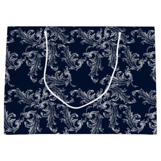 Christmas Navy Bow Velvet Pattern Große Geschenktüte (Vorderseite)