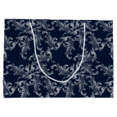 Christmas Navy Bow Velvet Pattern Große Geschenktüte (Rückseite)