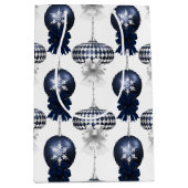 Christmas Navy Bow Velvet Pattern Mittlere Geschenktüte (Vorderseite)