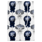 Christmas Navy Bow Velvet Pattern Mittlere Geschenktüte (Rückseite)