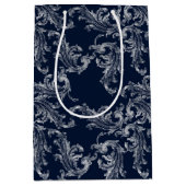 Christmas Navy Bow Velvet Pattern Mittlere Geschenktüte (Vorderseite)